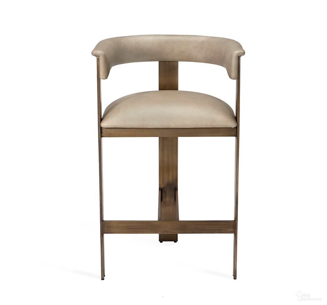 The appearance of Darcy Counter Stool In Taupe designed by Interlude Home in the modern / contemporary interior design. This taupe piece of furniture was selected by 1StopBedrooms from Darcy Collection to add a touch of cosiness and style into your home. Sku: 145199. Material: Stainless Steel.