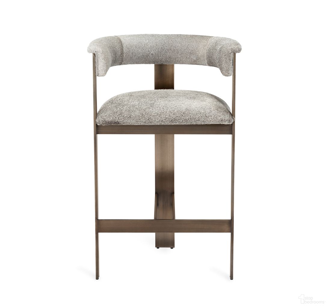 The appearance of Darcy Hide Counter Stool In Bronze designed by Interlude Home in the modern / contemporary interior design. This bronze piece of furniture was selected by 1StopBedrooms from Darcy Collection to add a touch of cosiness and style into your home. Sku: 149127. Material: Stainless Steel.