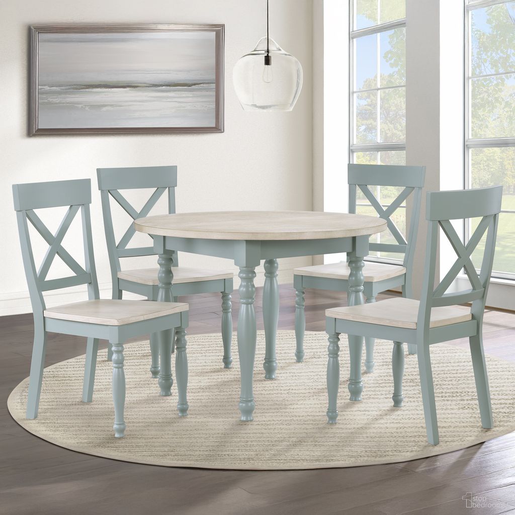 The appearance of Darcy Round Dining Room Set In Green designed by Steve Silver in the modern / contemporary interior design. This green piece of furniture was selected by 1StopBedrooms from Darcy Collection to add a touch of cosiness and style into your home. Sku: DAR4242ET;DAR500ES. Table Top Shape: Round. Material: MDF. Size: 42".