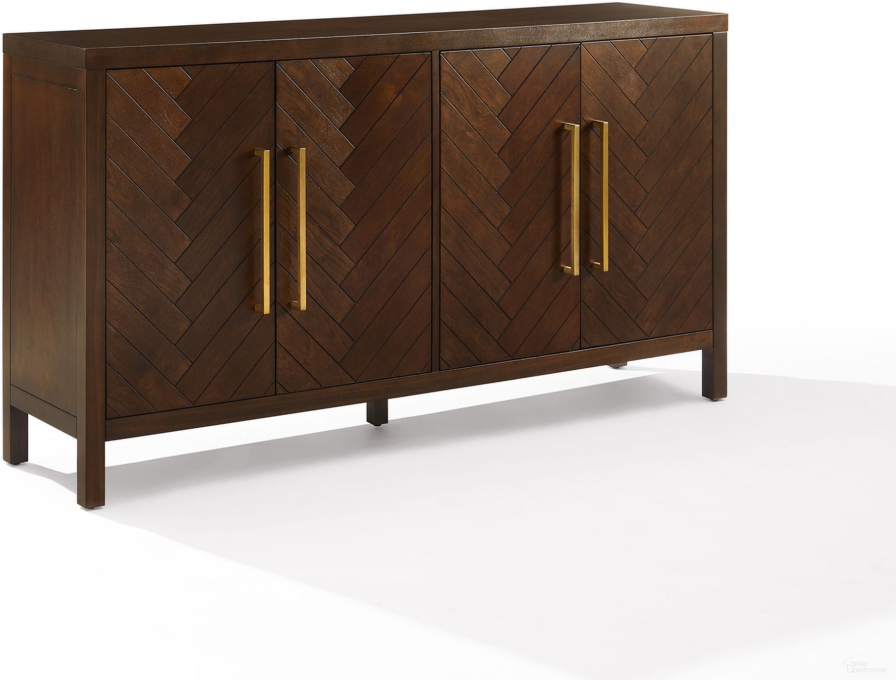 The appearance of Darcy Sideboard In Dark Brown designed by Crosley Brands in the modern / contemporary interior design. This dark brown piece of furniture was selected by 1StopBedrooms from Darcy Collection to add a touch of cosiness and style into your home. Sku: CF4216-BR. Material: MDF.