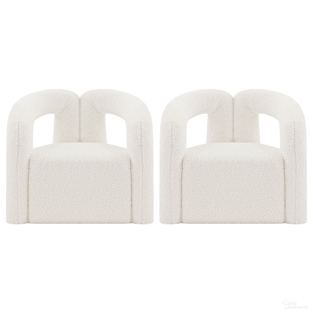 The appearance of Darian Accent Chair Set of 2 In Cream designed by Manhattan Comfort in the modern / contemporary interior design. This cream piece of furniture  was selected by 1StopBedrooms from Darian Collection to add a touch of cosiness and style into your home. Sku: AC061-CR;AC061-CR. Material: Wood.