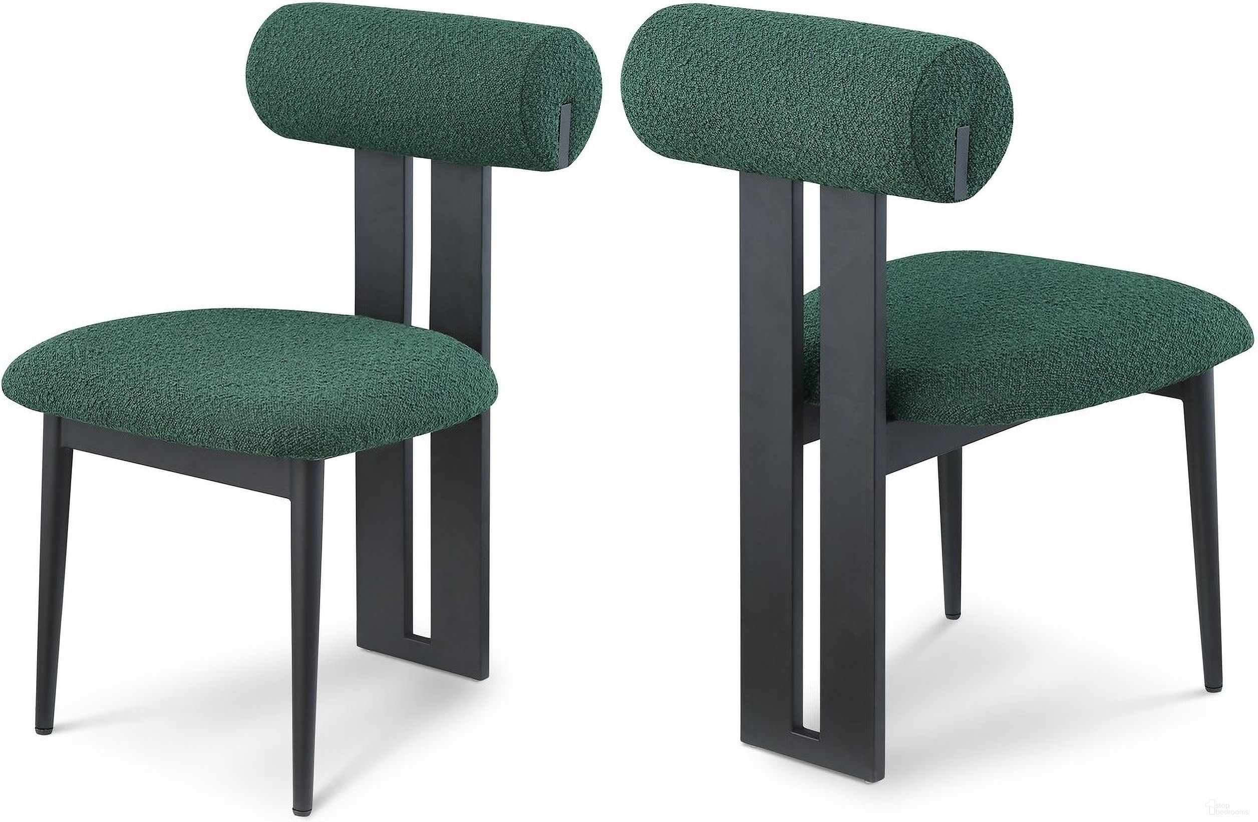 The appearance of Dario Boucle Fabric Dining Chair Set of 2 In Green designed by Meridian in the modern / contemporary interior design. This green piece of furniture was selected by 1StopBedrooms from Dario Collection to add a touch of cosiness and style into your home. Sku: 921Green-C. Material: Wood. Chair Type: Side Chair.