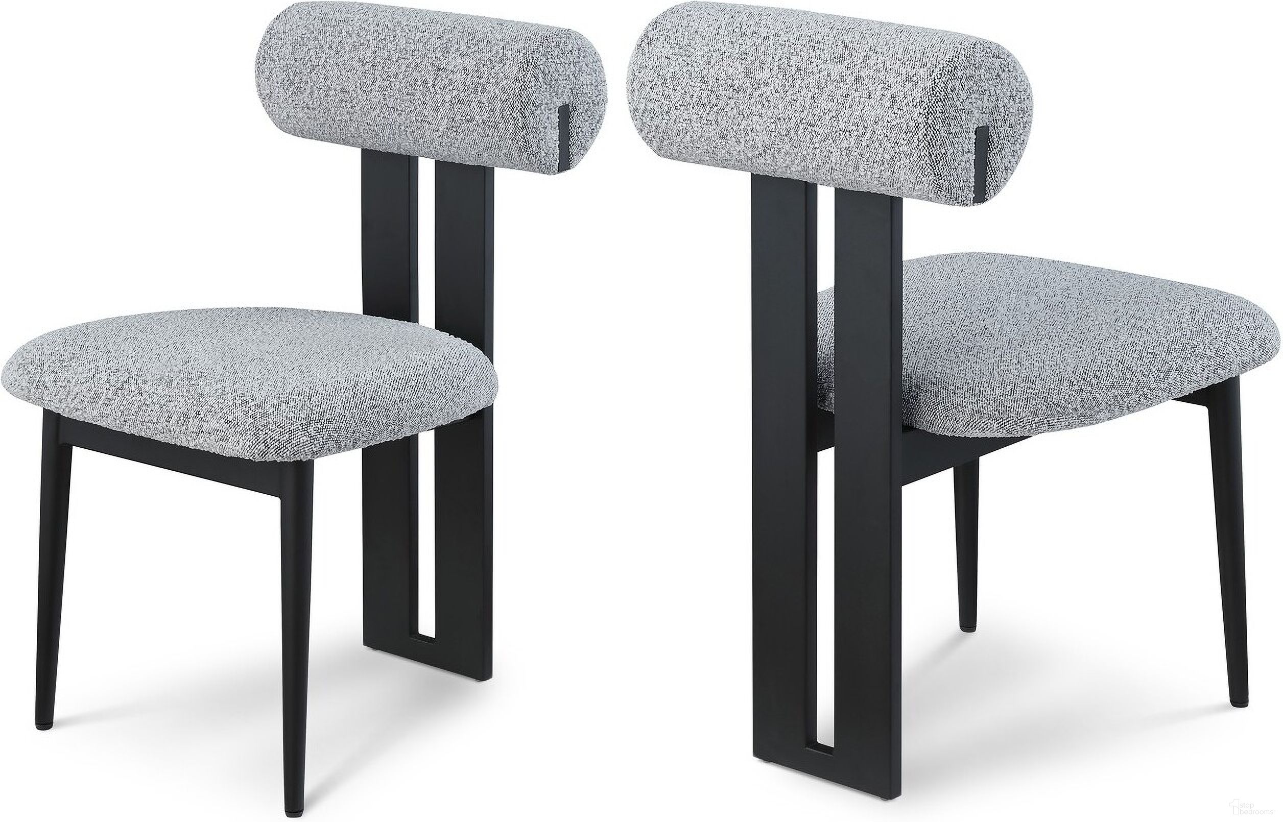The appearance of Dario Boucle Fabric Dining Chair Set of 2 In Grey designed by Meridian in the modern / contemporary interior design. This grey piece of furniture was selected by 1StopBedrooms from Dario Collection to add a touch of cosiness and style into your home. Sku: 921Grey-C. Material: Wood. Chair Type: Side Chair.