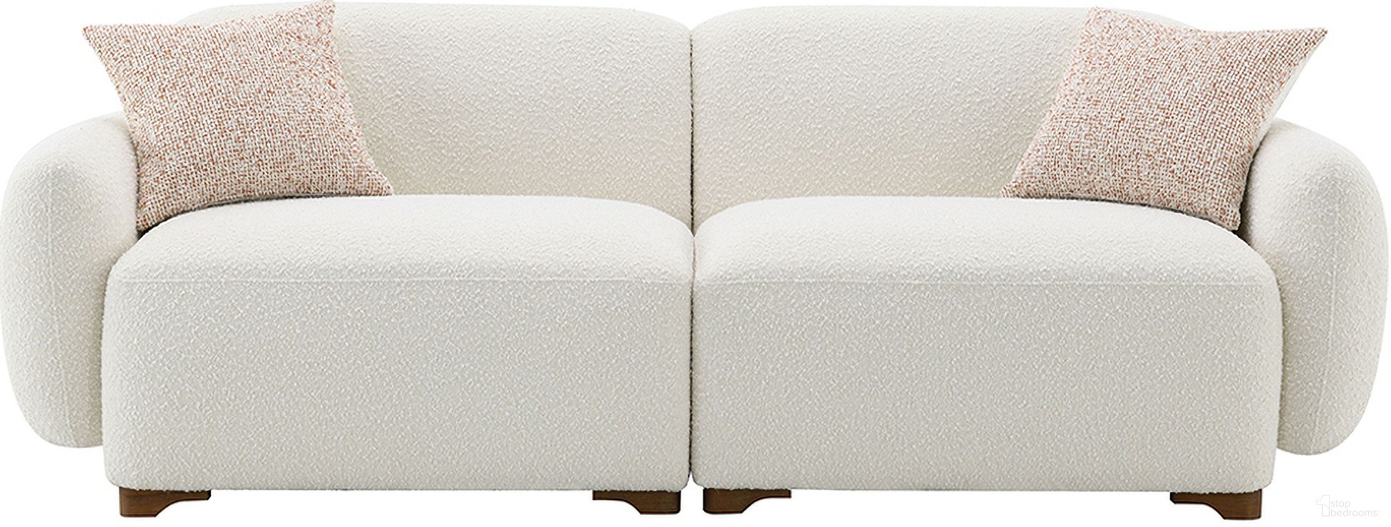 Darius Sofa with 2 Pillows In Beige Boucle