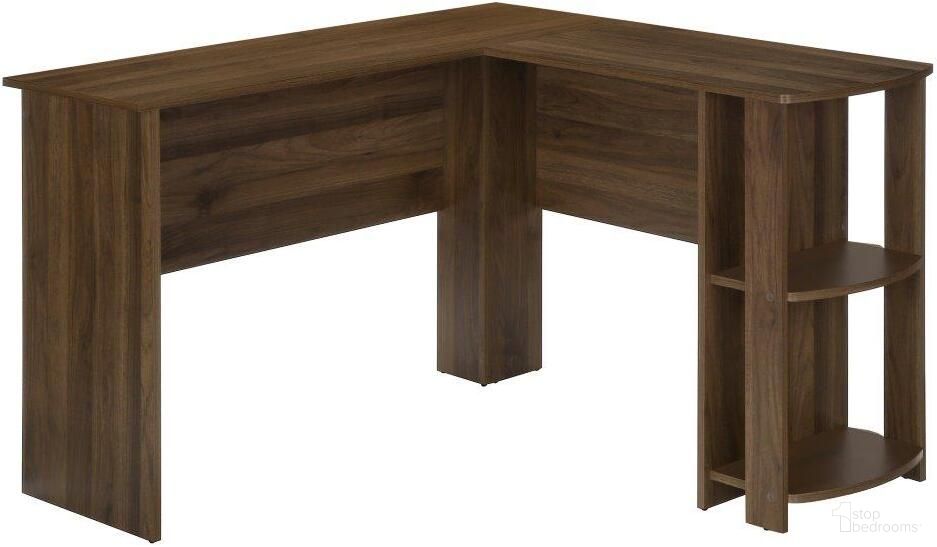 The appearance of Dark Walnut L-Shaped Corner Computer Desk With 2 Shelves designed by Monarch Specialties in the modern / contemporary interior design. This walnut piece of furniture was selected by 1StopBedrooms from to add a touch of cosiness and style into your home. Sku: I 7721. Material: Laminate.