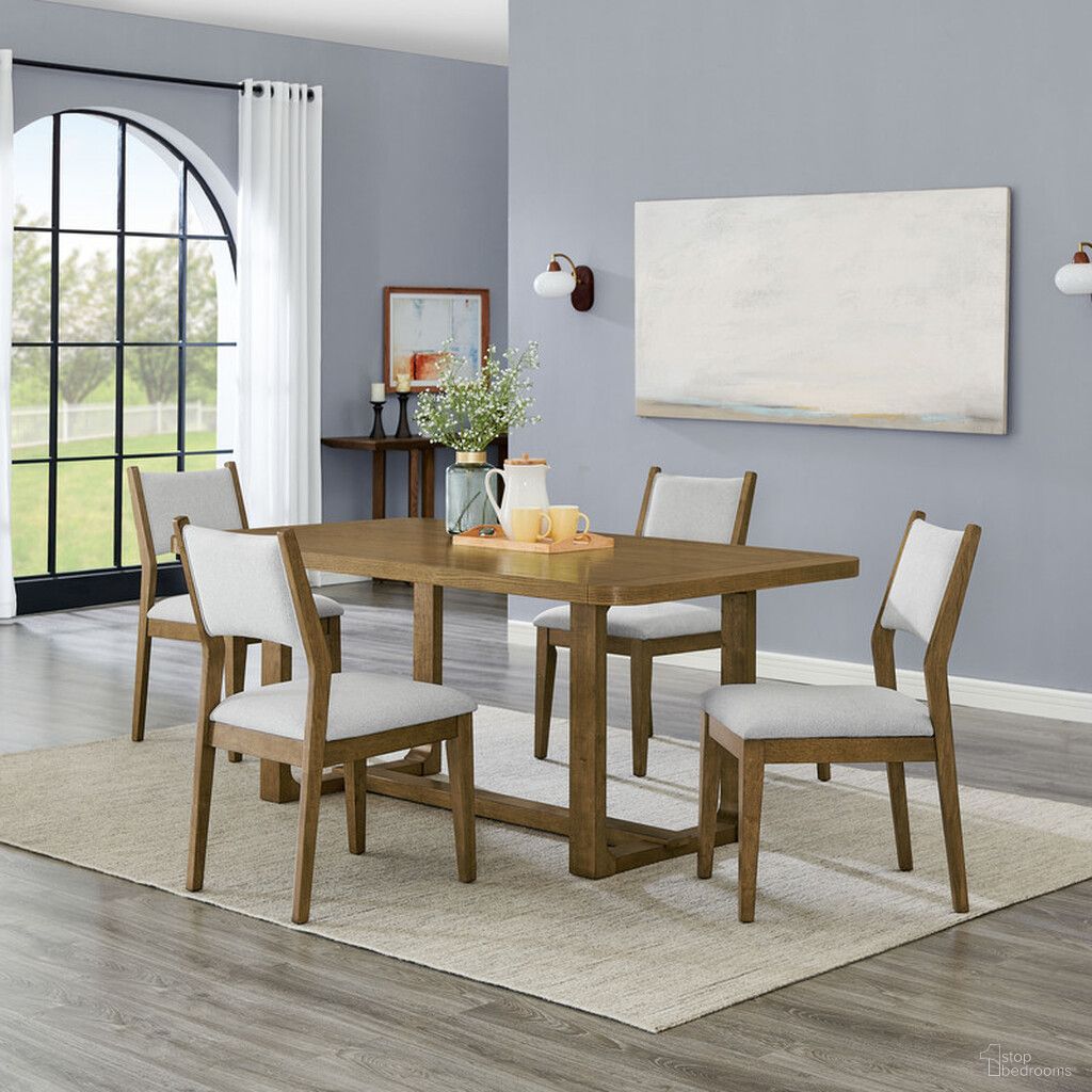 The appearance of Darla 5 Piece 72 Inch Rectangular Dining Set In Walnut designed by Lilola Home in the modern / contemporary interior design. This walnut piece of furniture was selected by 1StopBedrooms from Darla Collection to add a touch of cosiness and style into your home. Sku: 30062-T;30062-C;30062-C. Table Base Style: Trestle. Material: Wood. Table Top Shape: Rectangular. Size: 40" x 72".