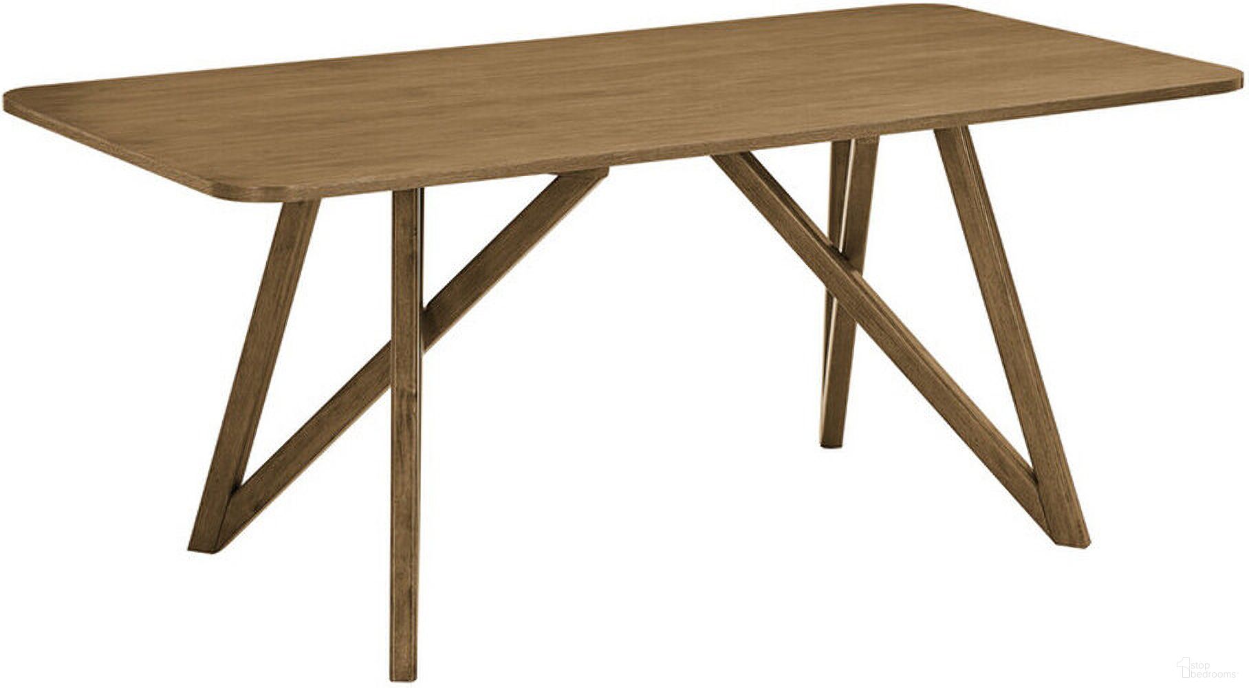 The appearance of Darla 70 Inch Rectangular Geometric Cross Base Dining Table In Walnut designed by Lilola Home in the modern / contemporary interior design. This walnut piece of furniture was selected by 1StopBedrooms from Darla Collection to add a touch of cosiness and style into your home. Sku: 30064-T. Table Base Style: Trestle. Material: Wood. Table Top Shape: Rectangular. Size: 36" x 70".