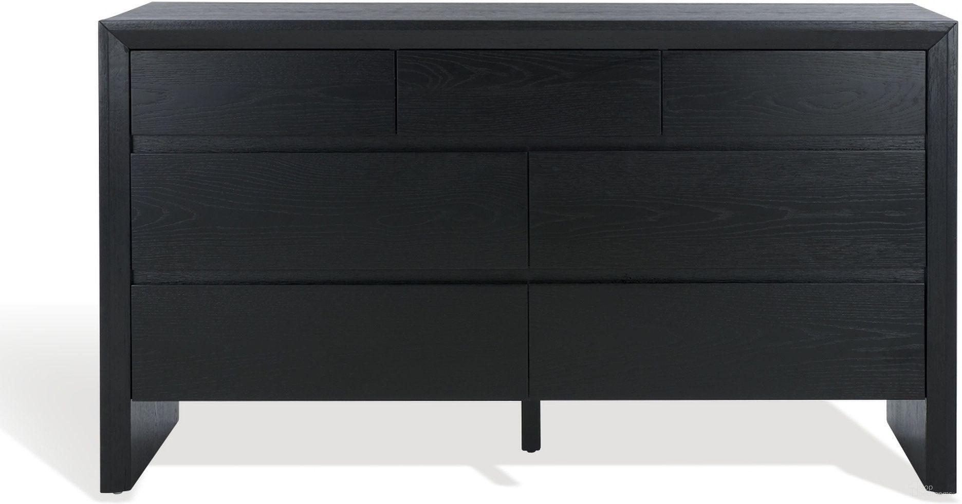 The appearance of Darnell Wood 7 Drawer Dresser In Black designed by Safavieh Couture in the modern / contemporary interior design. This black piece of furniture was selected by 1StopBedrooms from Darnell Collection to add a touch of cosiness and style into your home. Sku: SFV2153B. Material: Rubberwood.