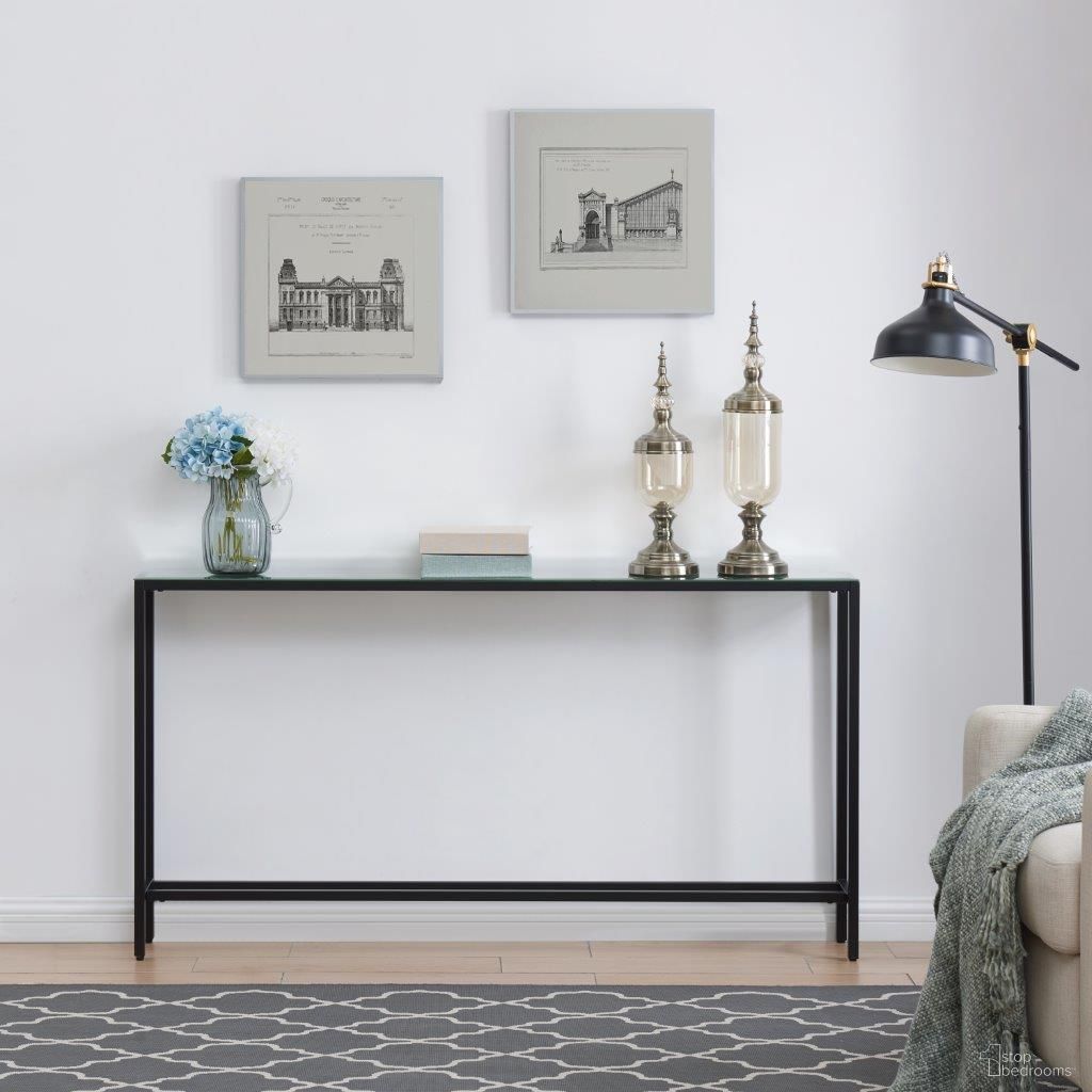 The appearance of Darrin Narrow Long Console Table With Mirrored Top In Black designed by SEI Furniture in the transitional interior design. This black piece of furniture  was selected by 1StopBedrooms from Darrin Collection to add a touch of cosiness and style into your home. Sku: CM9596. Material: Wood.