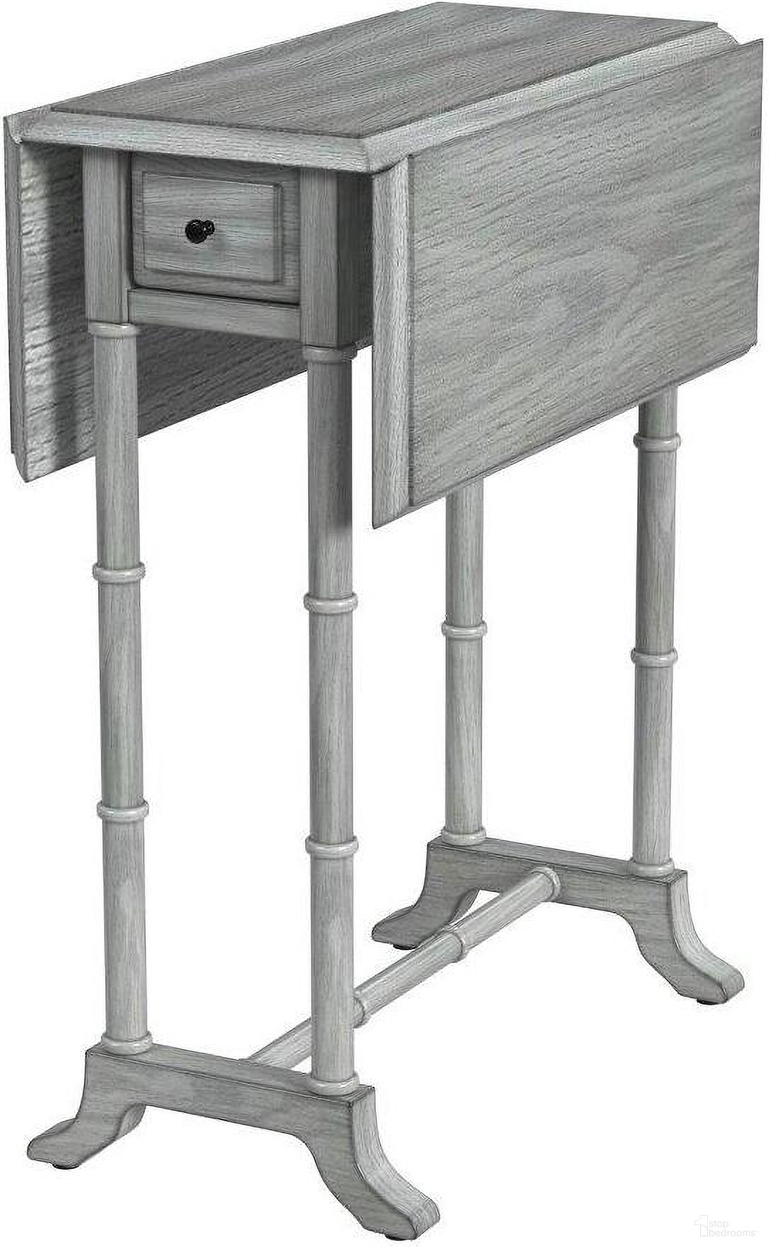 The appearance of Darrow Gray Drop-Leaf Accent Table designed by Butler Specialty Company in the traditional interior design. This gray piece of furniture  was selected by 1StopBedrooms from Darrow Collection to add a touch of cosiness and style into your home. Sku: 2334418. Material: Rubberwood.