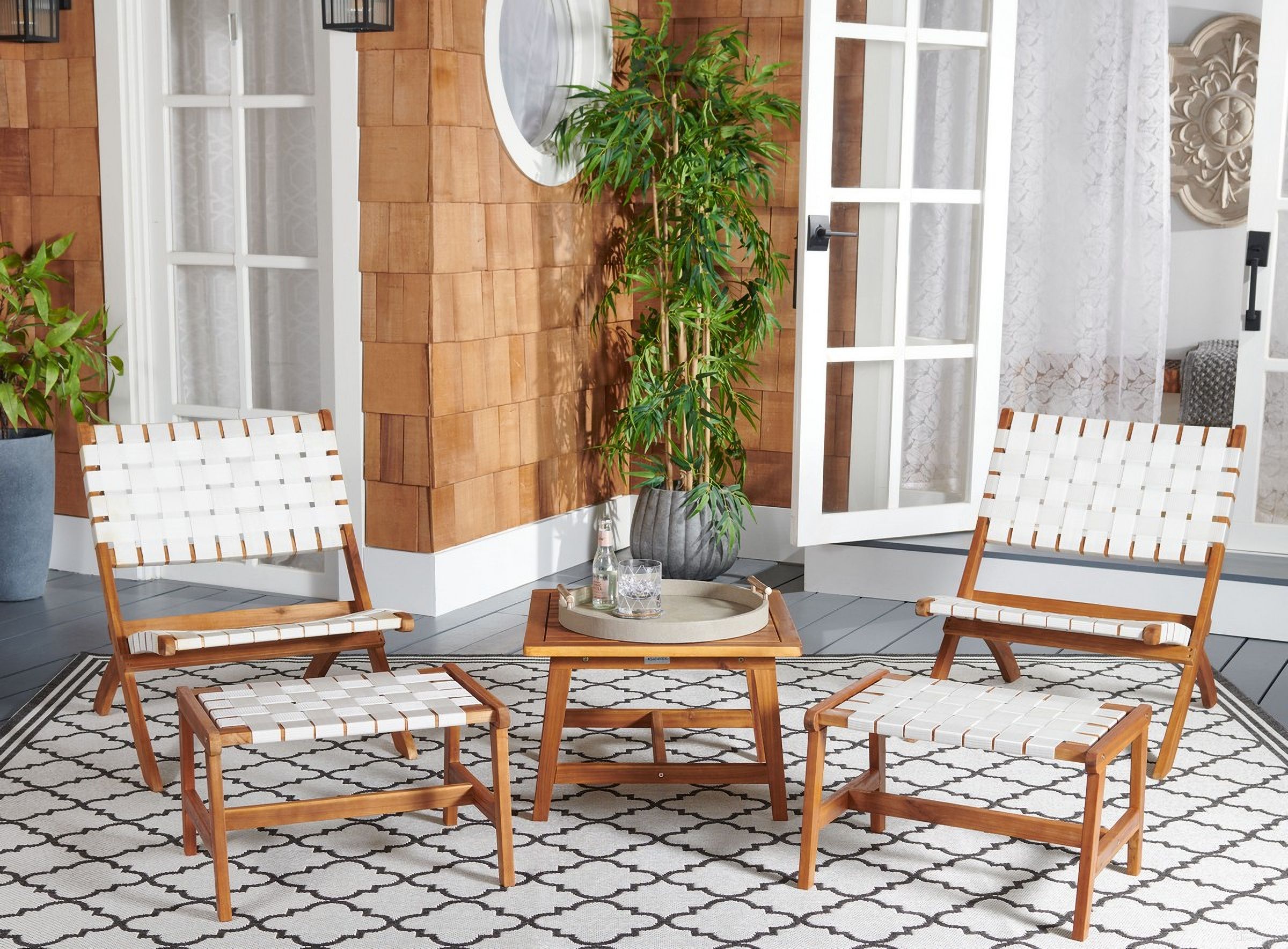 The appearance of Darryl Living Set in White designed by Safavieh in the modern / contemporary interior design. This white piece of furniture  was selected by 1StopBedrooms from Darryl Collection to add a touch of cosiness and style into your home. Sku: PAT7078D. Material: Wood.