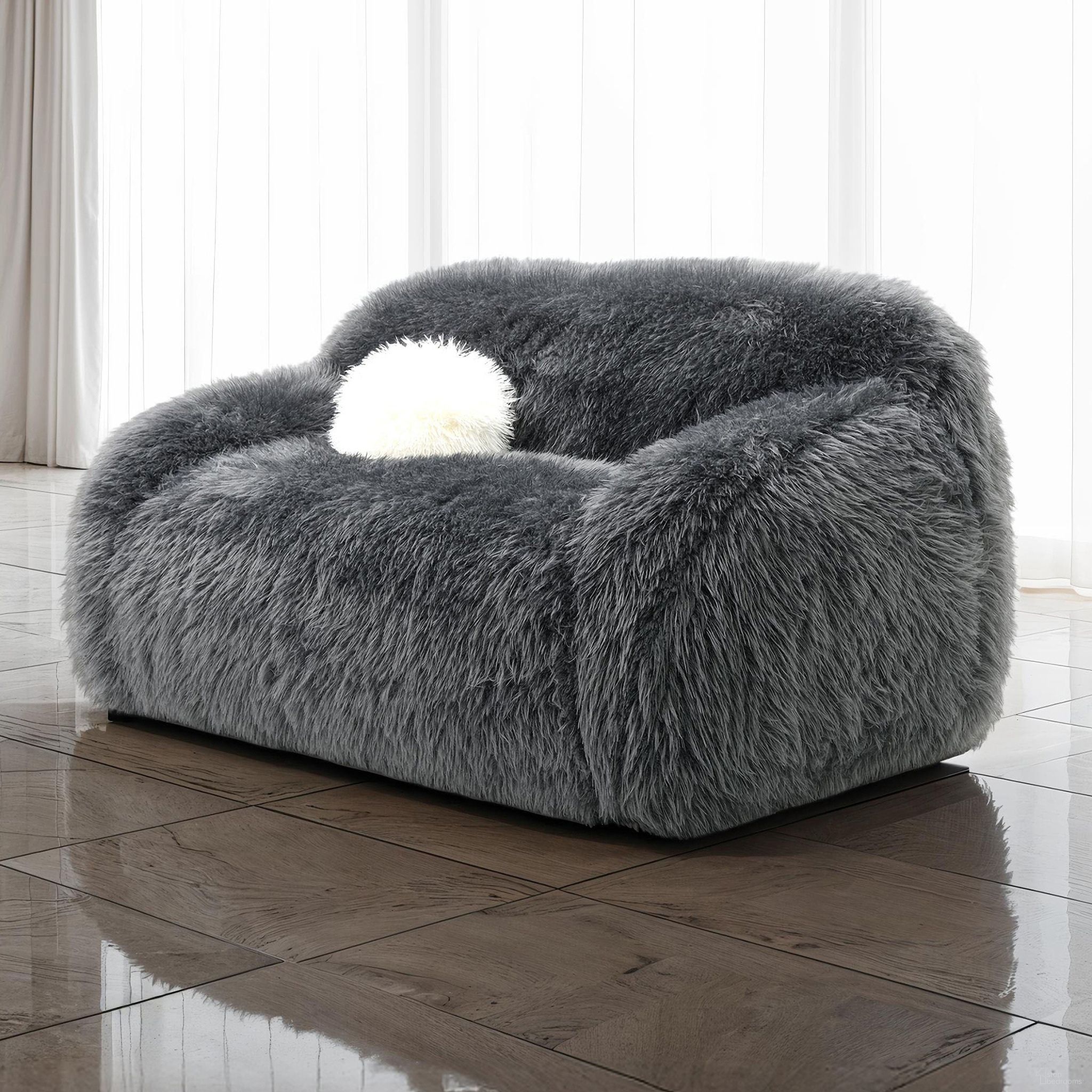 The appearance of Darwen Loveseat In Dark Gray designed by Furniture of America in the modern / contemporary interior design. This dark gray piece of furniture was selected by 1StopBedrooms from Darwen Collection to add a touch of cosiness and style into your home. Sku: FM64006DG-LV. Material: Faux Fur.