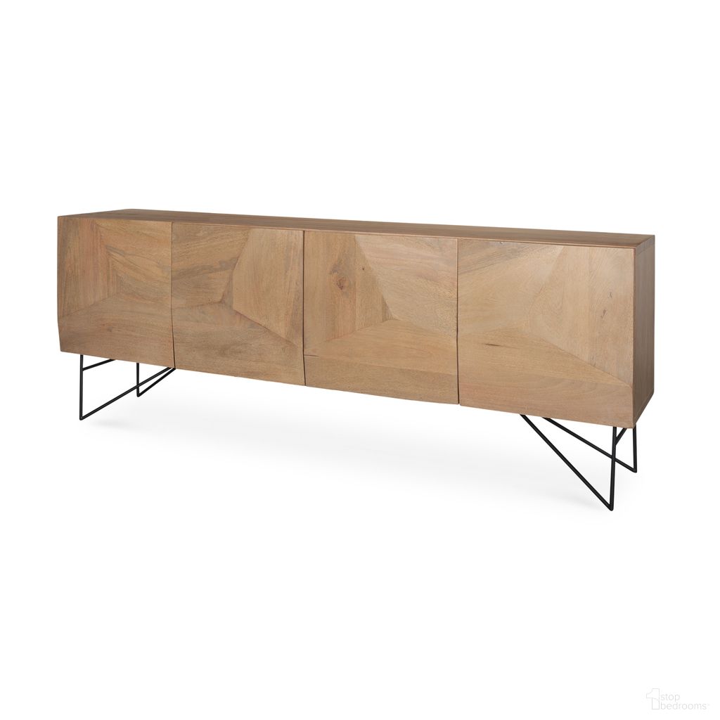 Darwin Wooden 4 Door with 2 Shelves Sideboard In Light Brown