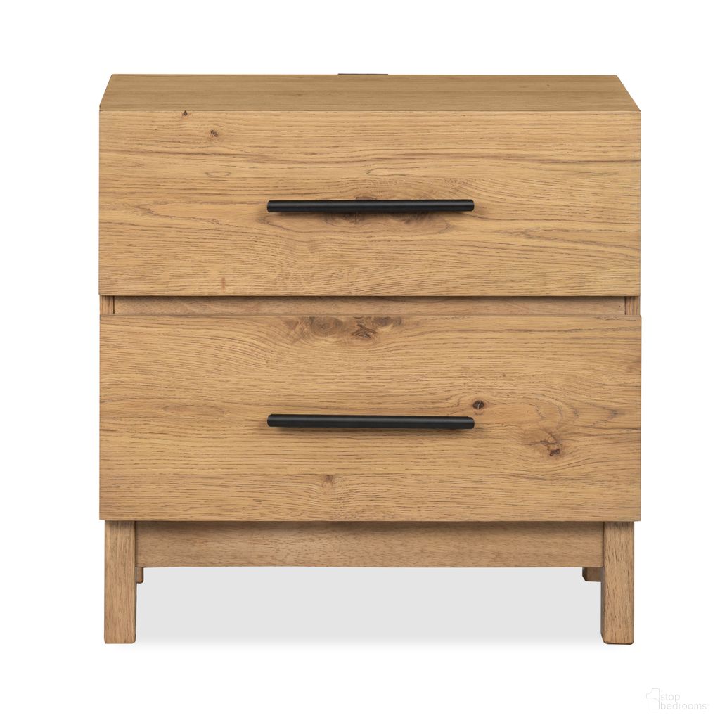 The appearance of Davenport Drawer Nightstand In Rustic Caramel designed by Magnussen in the transitional interior design. This rustic caramel piece of furniture  was selected by 1StopBedrooms from Davenport Collection to add a touch of cosiness and style into your home. Sku: B6309-01. Material: Oak Veneer.