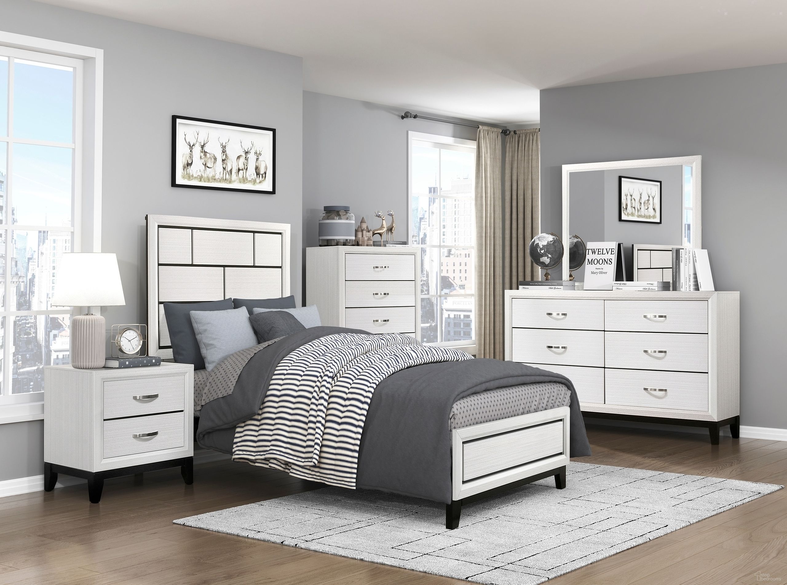 The appearance of Davi Youth Panel Bedroom Set In White designed by Homelegance in the modern / contemporary interior design. This white piece of furniture  was selected by 1StopBedrooms from Davi Collection to add a touch of cosiness and style into your home. Sku: 1645WHT-1;1645WHT-3;1645WH-4. Material: Wood. Bed Size: Full.