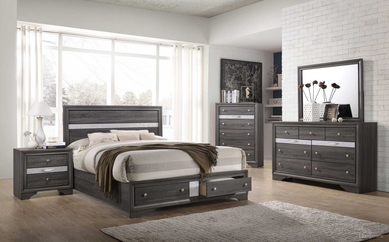 David Bedroom Set with 2 Drawer Storage In Gray and Silver