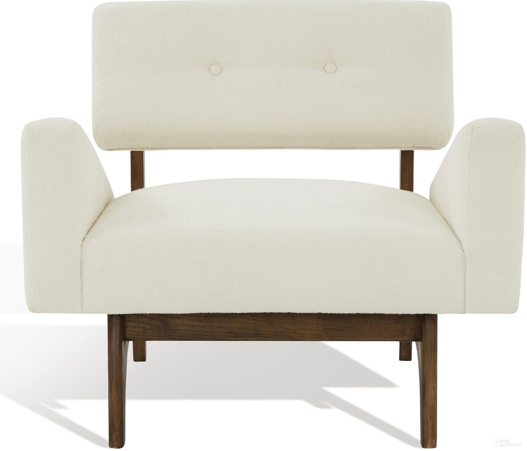 The appearance of Davidson Scandinavian Accent Chair In Ivory and Dark Brown designed by Safavieh Couture in the modern / contemporary interior design. This ivory and dark brown piece of furniture  was selected by 1StopBedrooms from Davidson Collection to add a touch of cosiness and style into your home. Sku: SFV5068A. Material: Wood.