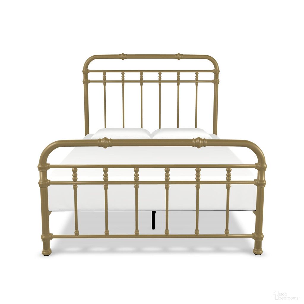 Davina California King Complete Bed with Metal Profile and Platform Wood Slats In Milky Gold