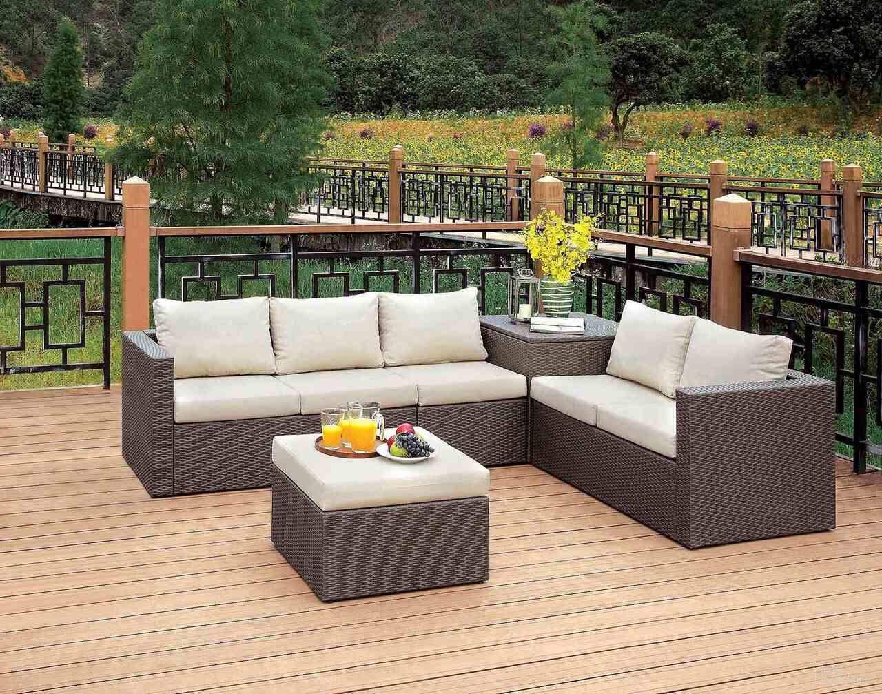 The appearance of Davina Patio 3 Piece Set Storage In Brown and Beige designed by Furniture of America in the modern / contemporary interior design. This brown and beige piece of furniture was selected by 1StopBedrooms from Davina Collection to add a touch of cosiness and style into your home. Sku: CM-OS1818-1;CM-OS1818-2. Material: Aluminum.