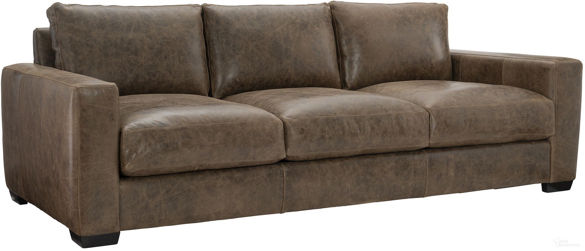 The appearance of Dawkins Leather Sofa designed by Bernhardt in the modern / contemporary interior design. This brown leather piece of furniture  was selected by 1StopBedrooms from Dawkins Collection to add a touch of cosiness and style into your home. Sku: 9227LO. Material: Leather. Upholstery Material: Leather.