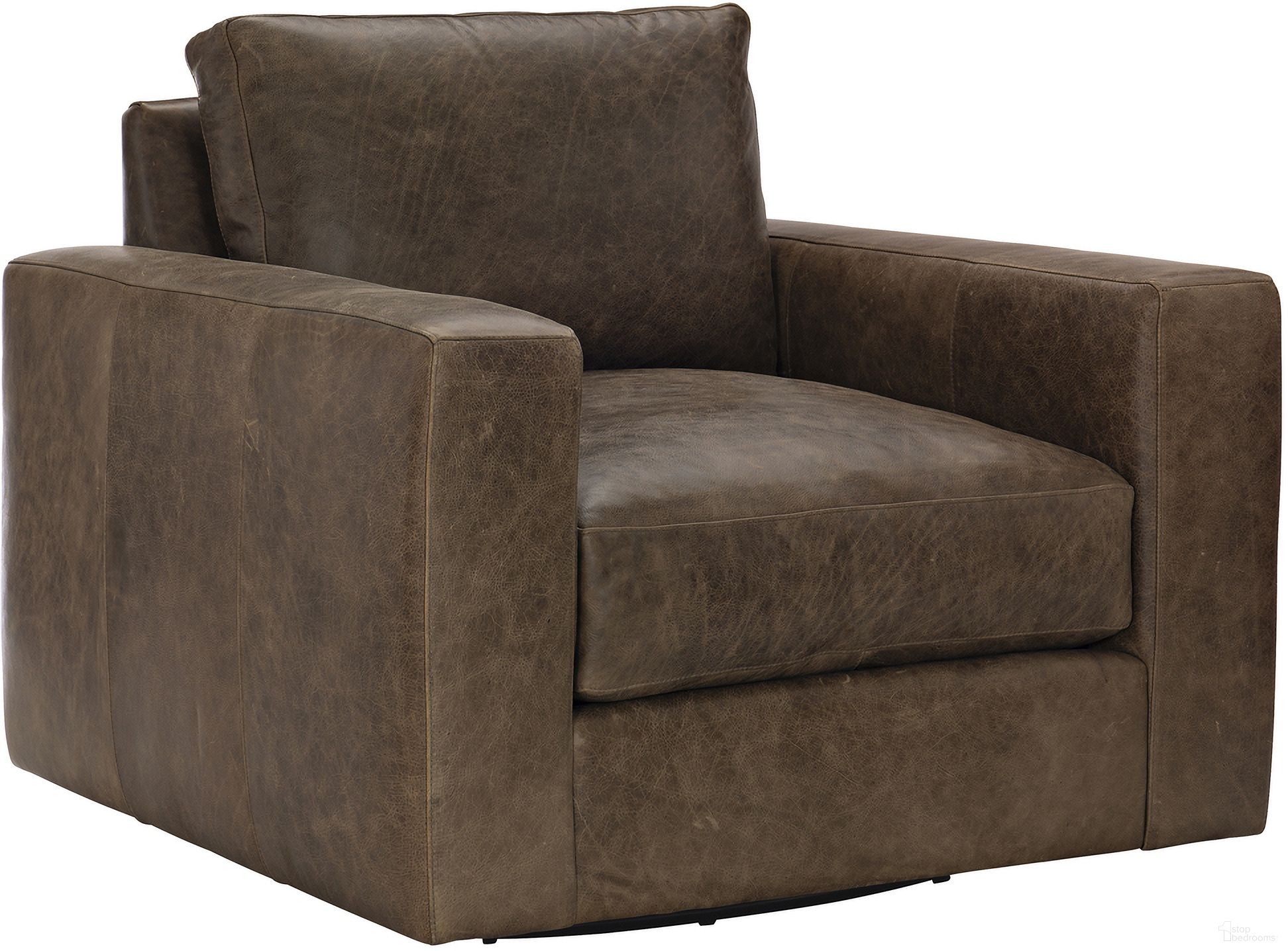 The appearance of Dawkins Leather Swivel Chair designed by Bernhardt in the modern / contemporary interior design. This brown leather piece of furniture was selected by 1StopBedrooms from Dawkins Collection to add a touch of cosiness and style into your home. Sku: 922SLO. Material: Leather. Upholstery Material: Leather.