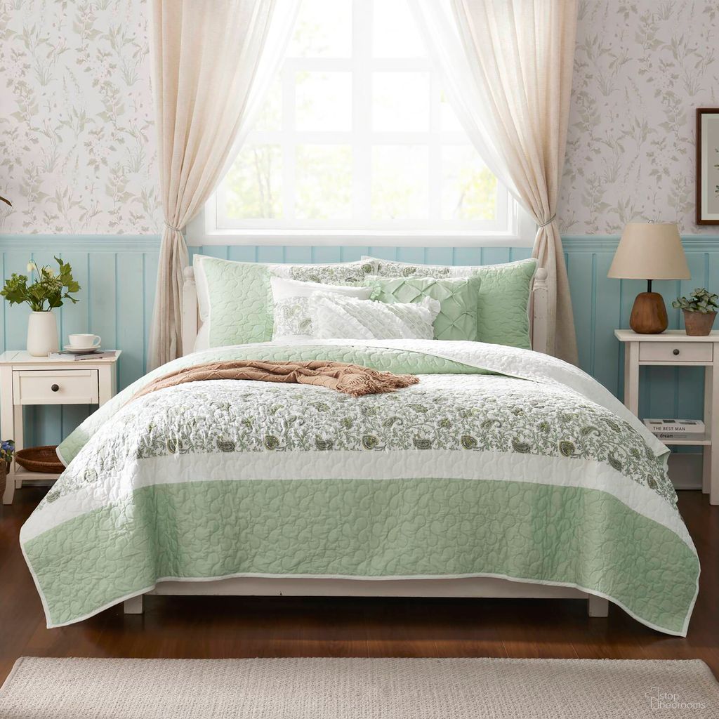 The appearance of Dawn 6 Piece Cotton Percale Quilt Set with Throw Pillows In Sage Green designed by Olliix in the rustic / southwestern interior design. This sage green piece of furniture was selected by 1StopBedrooms from Dawn Collection to add a touch of cosiness and style into your home. Sku: MP13-8602. Bed Size: King. Material: Cotton.