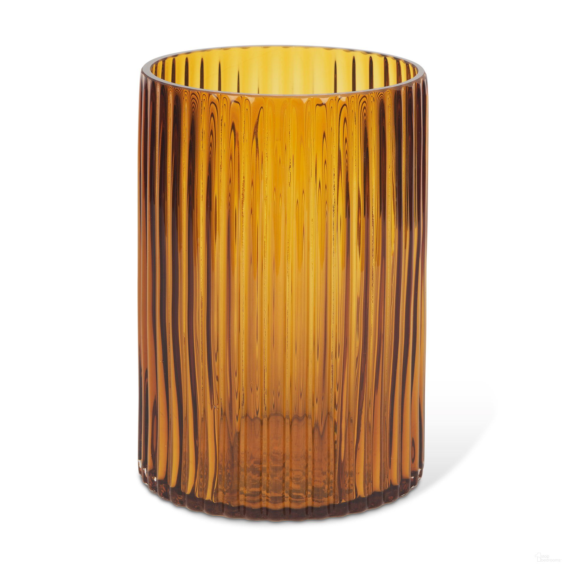 Dawn Glass Short Vase In Amber