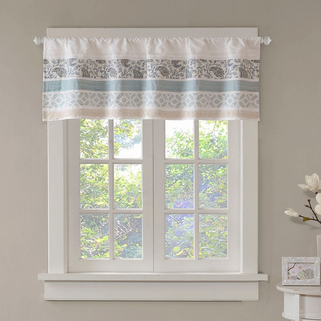 The appearance of Dawn Printed and Pieced Rod Pocket Valance In Aqua designed by Olliix in the country / farmhouse interior design. This aqua piece of furniture was selected by 1StopBedrooms from Dawn Collection to add a touch of cosiness and style into your home. Sku: MP41-4293. Material: Cotton.