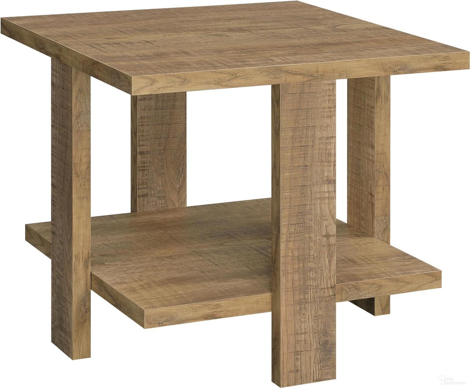 The appearance of Dawn Square Engineered Wood End Table With Shelf Mango designed by Coaster in the country / farmhouse interior design. This mango piece of furniture  was selected by 1StopBedrooms from Dawn Collection to add a touch of cosiness and style into your home. Sku: 707717. Material: Wood.
