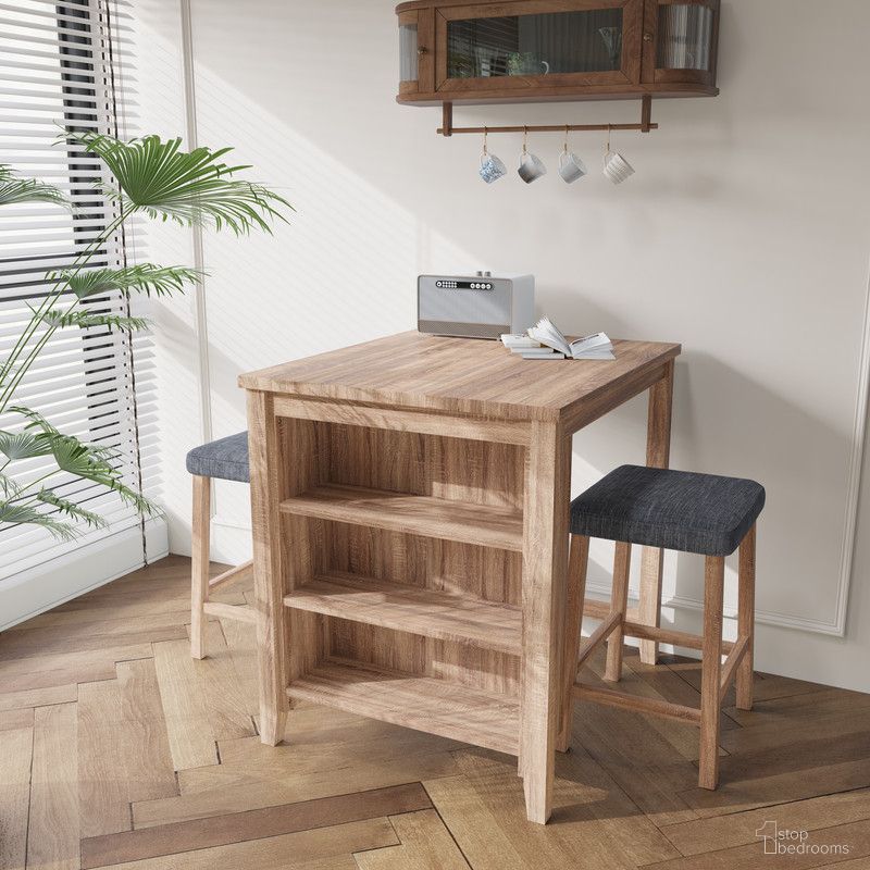 The appearance of Dawson 36 Inch 3 Piece Counter Height Table Set In Oak designed by Lilola Home in the modern / contemporary interior design. This oak piece of furniture was selected by 1StopBedrooms from Dawson Collection to add a touch of cosiness and style into your home. Sku: 30044. Table Base Style: Storage. Material: Wood. Table Top Shape: Rectangular.