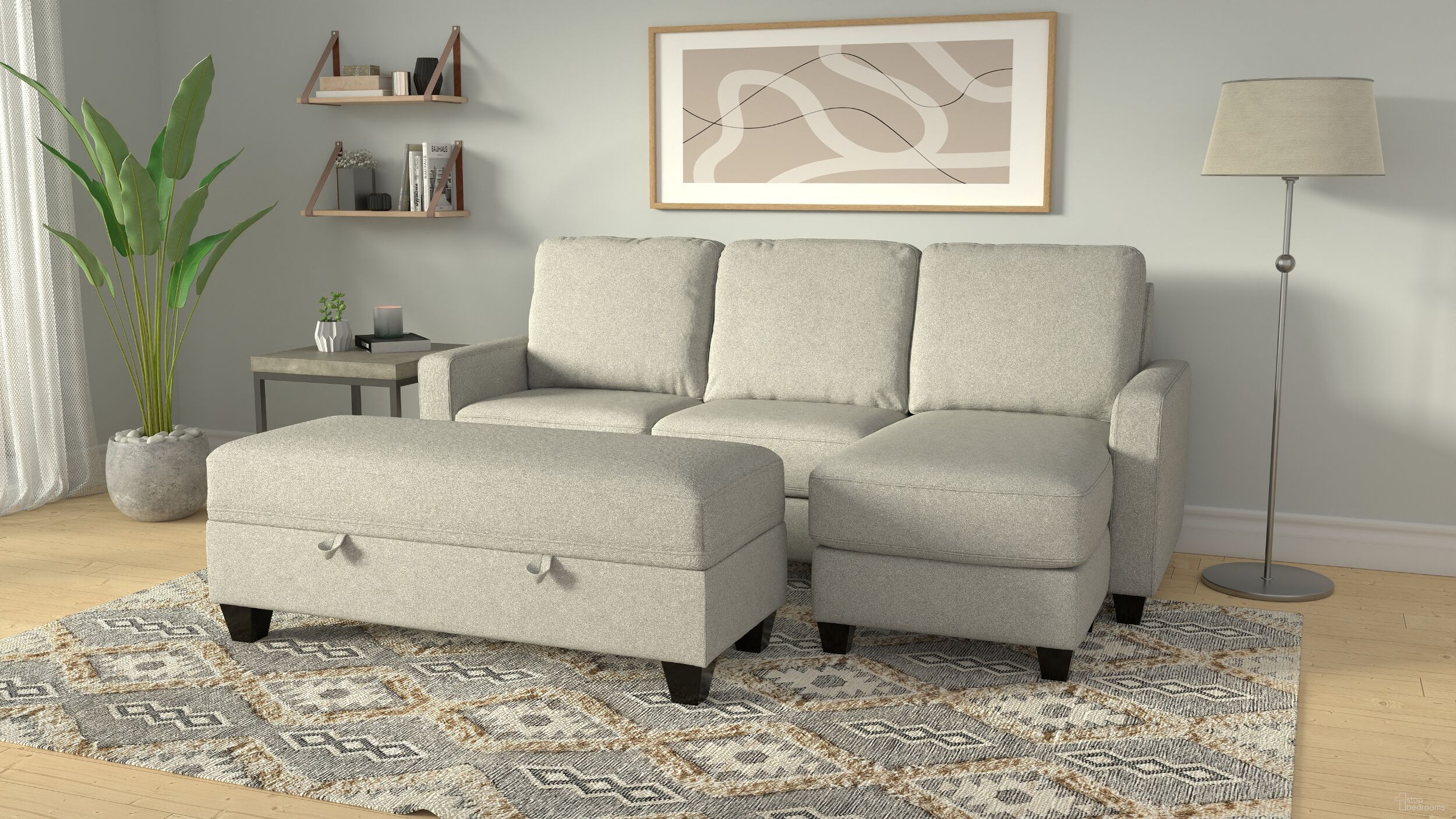 The appearance of Dawson Chaise Sectional In Gray designed by Emerald Home Furnishings in the modern / contemporary interior design. This gray piece of furniture was selected by 1StopBedrooms from Dawson Collection to add a touch of cosiness and style into your home. Sku: U4121-09-03. Material: Textured. Layout: L-Shape.