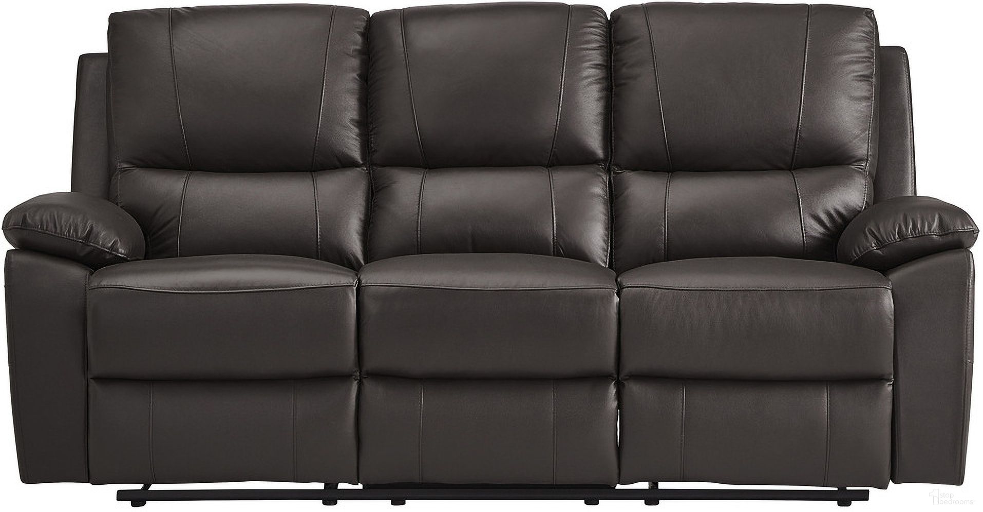 The appearance of Dawson Double Reclining Sofa In Brown designed by Homelegance in the transitional interior design. This brown piece of furniture was selected by 1StopBedrooms from Dawson Collection to add a touch of cosiness and style into your home. Sku: 9368BRW-3. Material: Faux Leather.