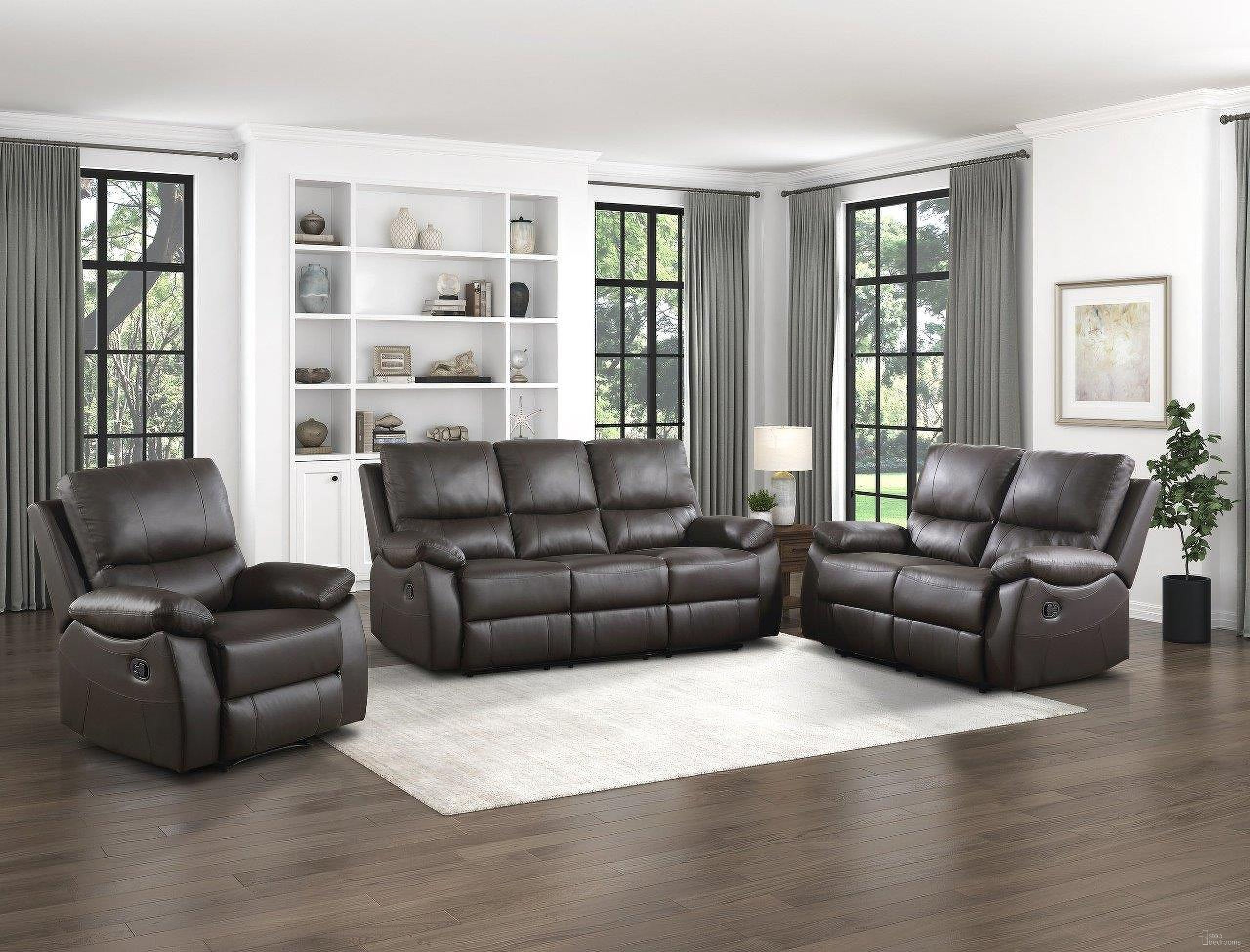 The appearance of Dawson Living Room Set In Brown designed by Homelegance in the transitional interior design. This brown piece of furniture was selected by 1StopBedrooms from Dawson Collection to add a touch of cosiness and style into your home. Sku: 9368BRW-3;9368BRW-2. Material: Faux Leather.