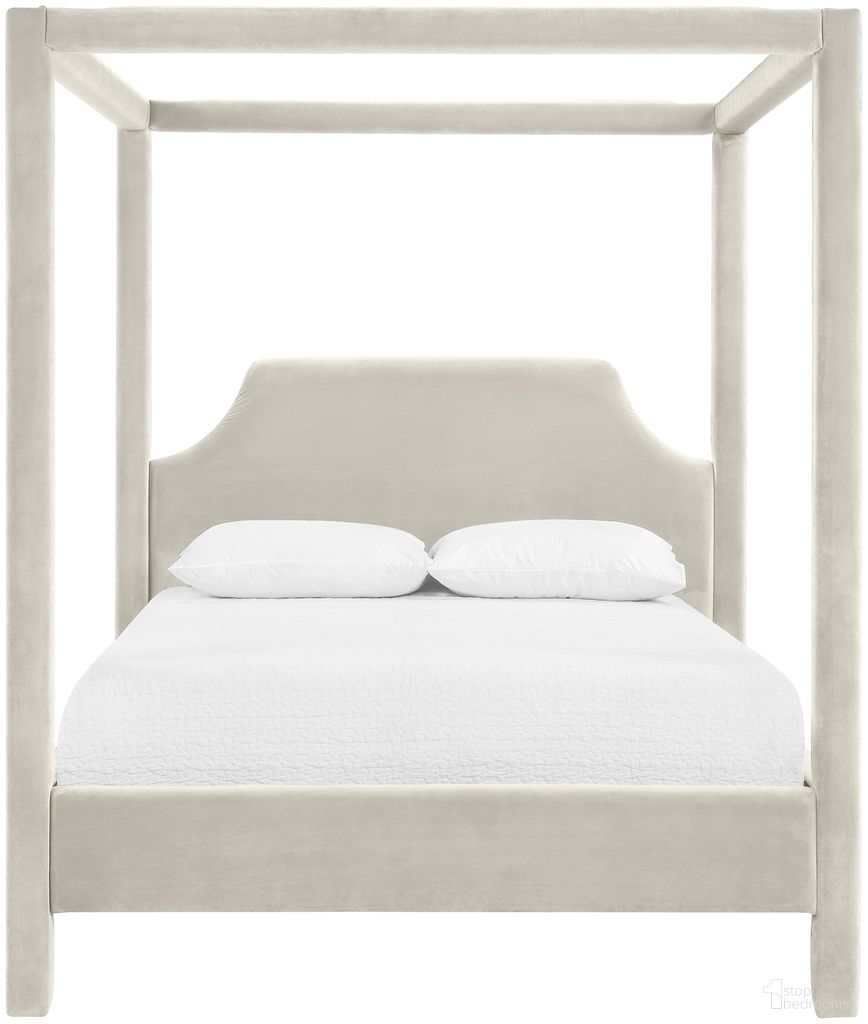Dawson Velvet Upholstered Full Bed In Cream