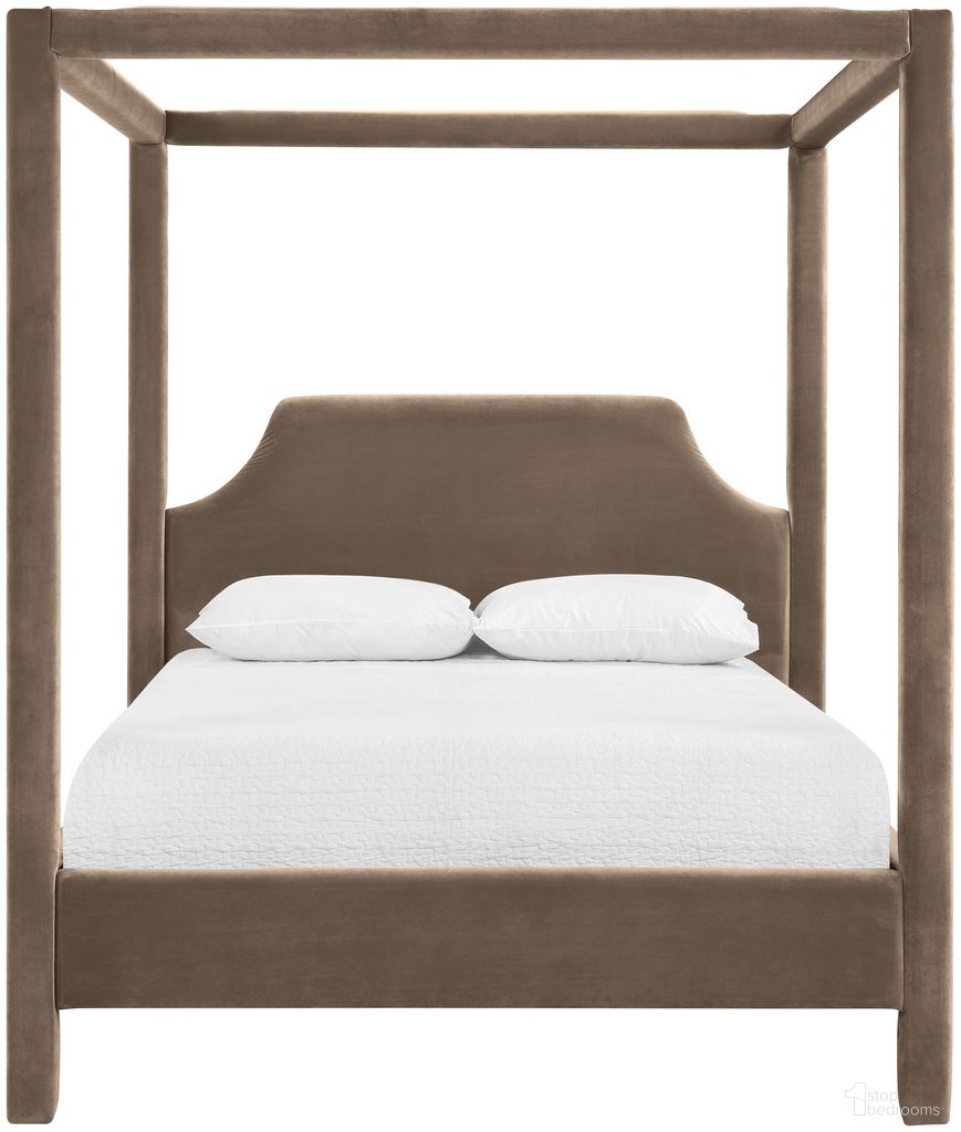 Dawson Velvet Upholstered Full Bed In Taupe