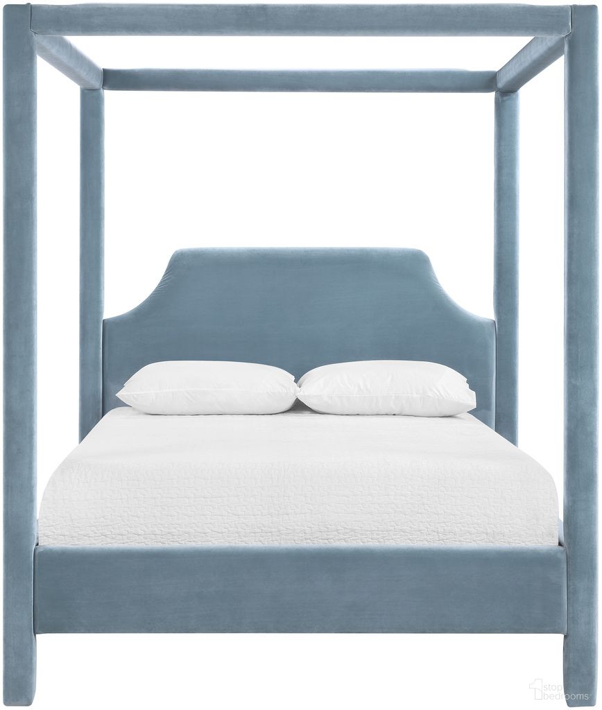 Dawson Velvet Upholstered King Bed In Light Blue