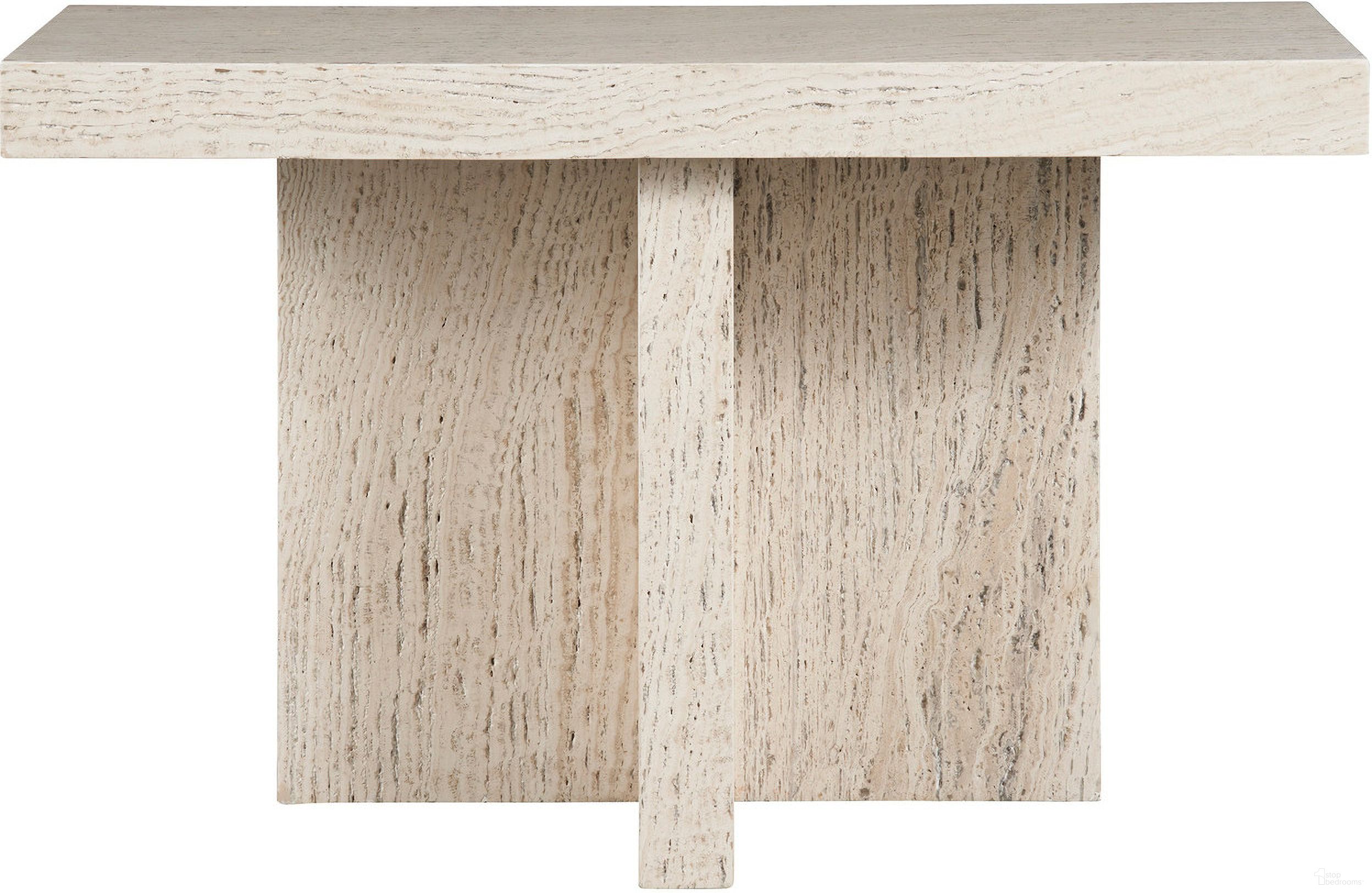 The appearance of Daxton Console Table In White Travertine designed by Universal in the modern / contemporary interior design. This white travertine piece of furniture  was selected by 1StopBedrooms from Modern Collection to add a touch of cosiness and style into your home. Sku: U365C803. Material: Wood.