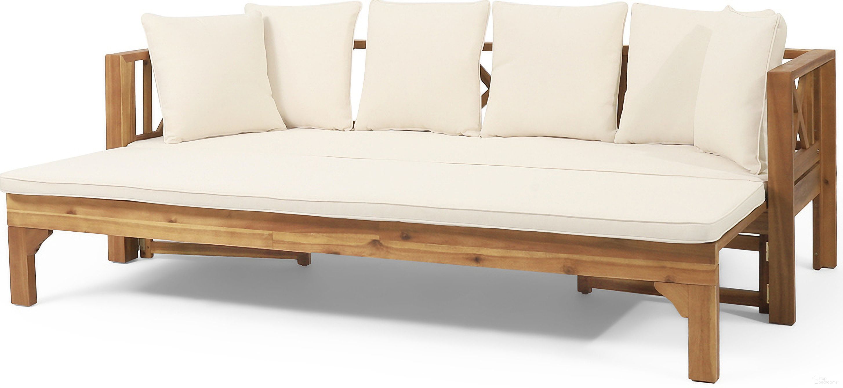 The appearance of Day Bed with Expandable Seating and Square Arm In Beige designed by Noble House in the modern / contemporary interior design. This beige piece of furniture  was selected by 1StopBedrooms from  to add a touch of cosiness and style into your home. Sku: 74327.00BEIGE. Material: PE Rattan.
