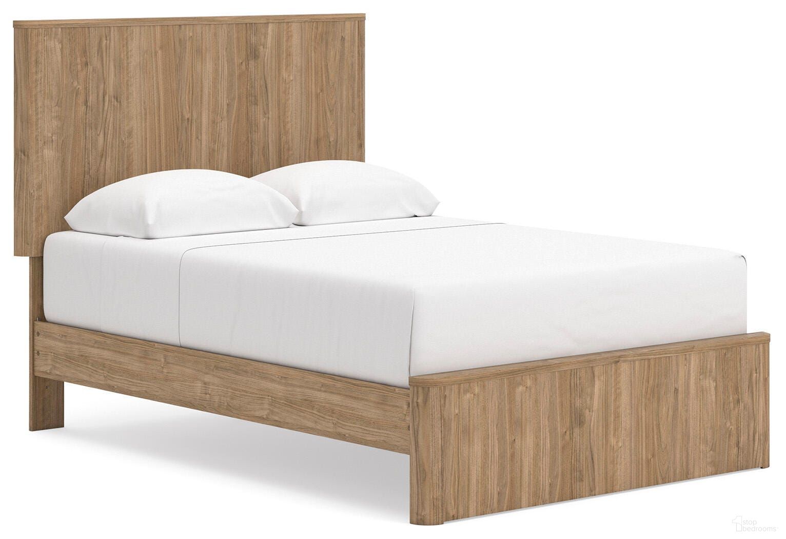 Dayella Full Panel Platform Bed In Warm Natural Brown