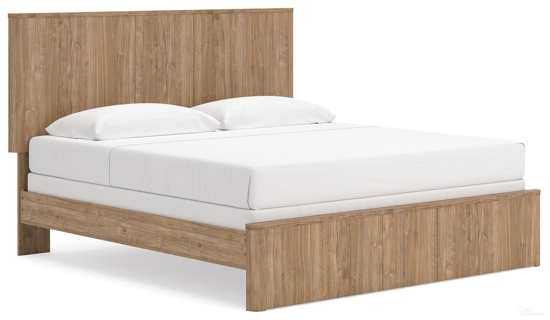 Dayella King Panel Bed In Warm Natural Brown