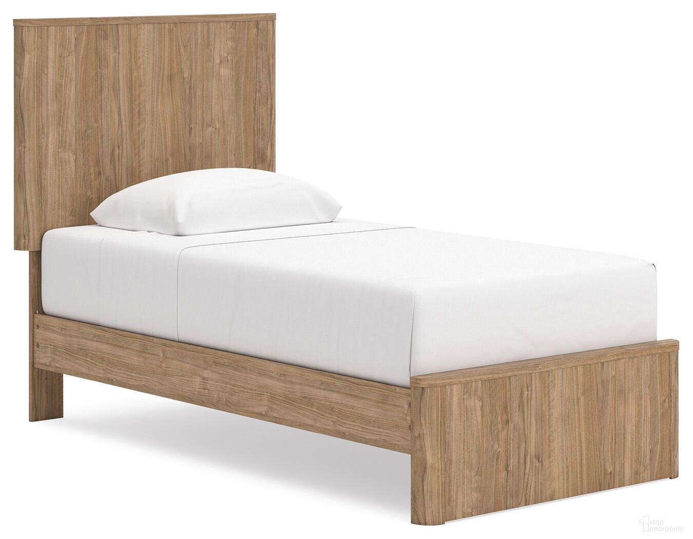 Dayella Twin Panel Platform Bed In Warm Natural Brown