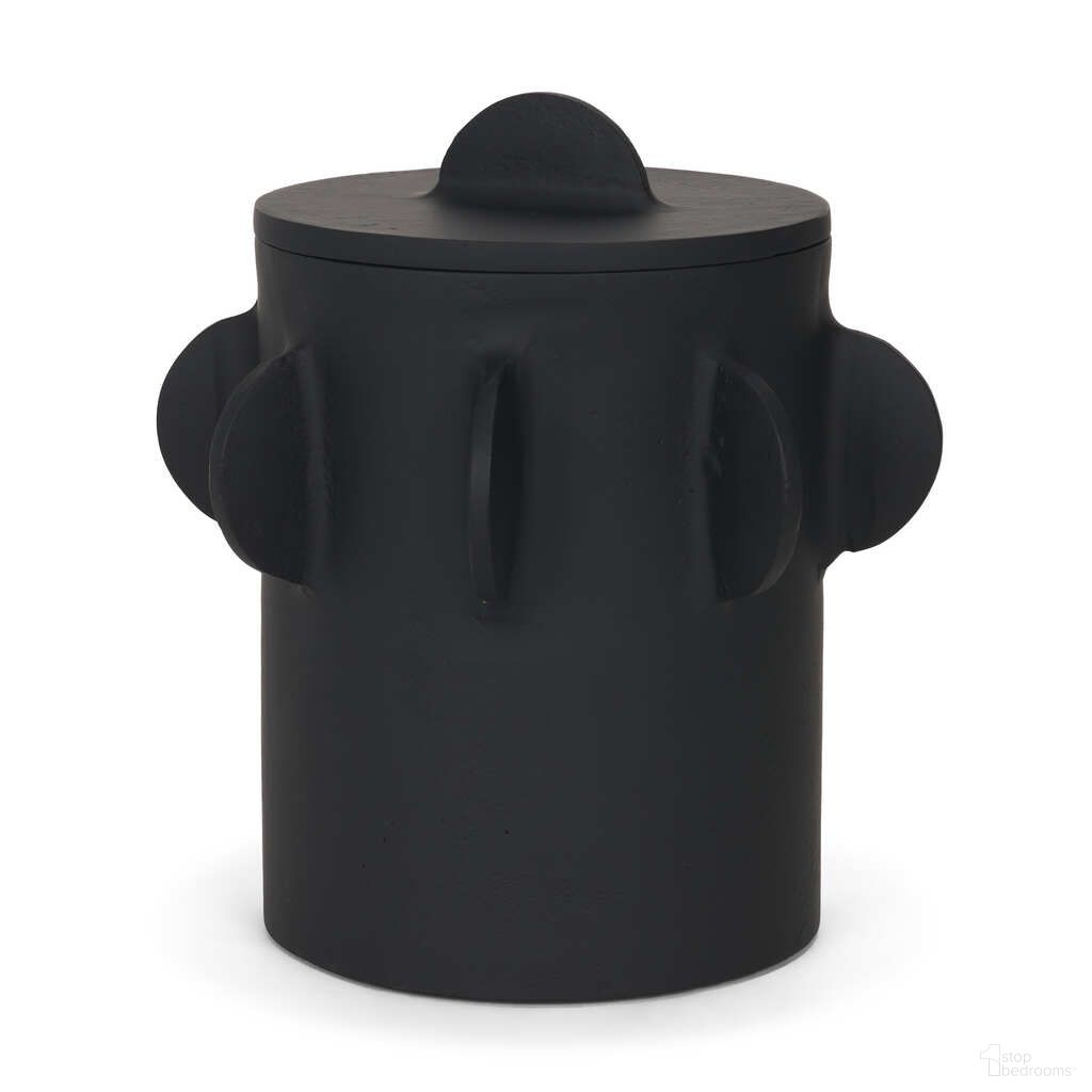 Deacon Large Canister with Sculptural Handles In Matte Black