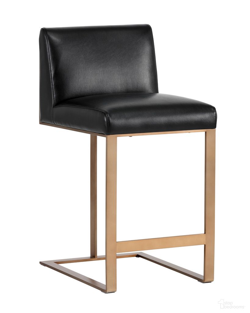 Dean Counter Stool In Cantina Black and Antique Brass