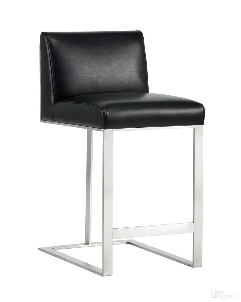 Dean Counter Stool In Stainless Steel and Cantina Black