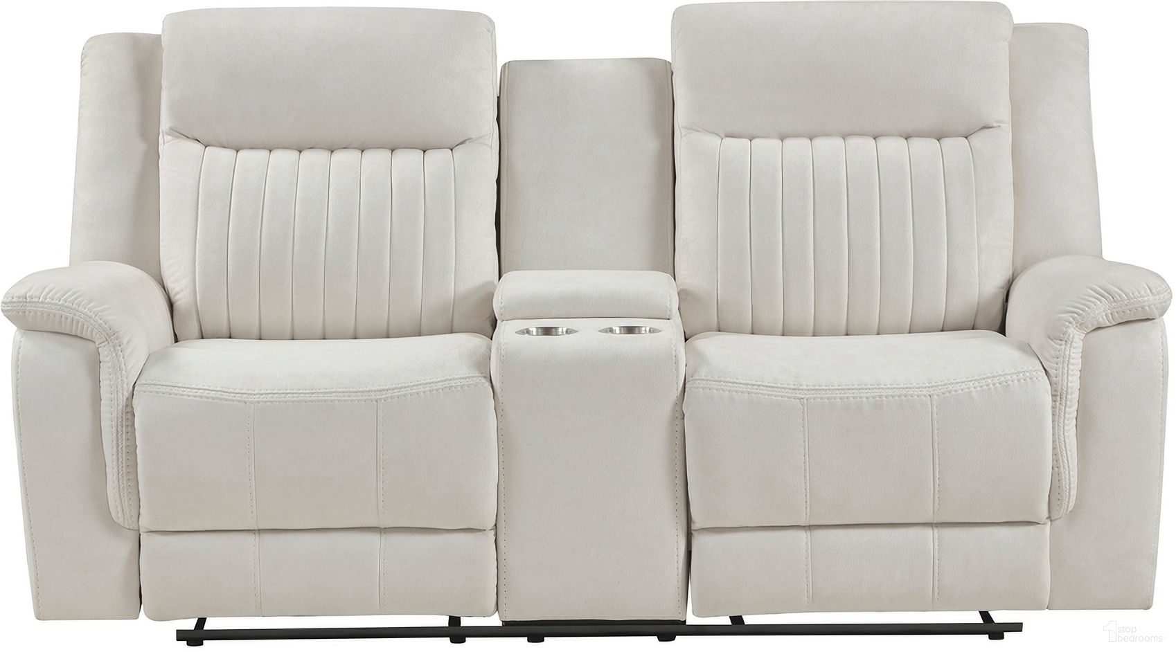 The appearance of Dean Double Reclining Loveseat with Center Console In Beige designed by Homelegance in the transitional interior design. This beige piece of furniture was selected by 1StopBedrooms from Dean Collection to add a touch of cosiness and style into your home. Sku: 9646BE-2. Material: Polyester.