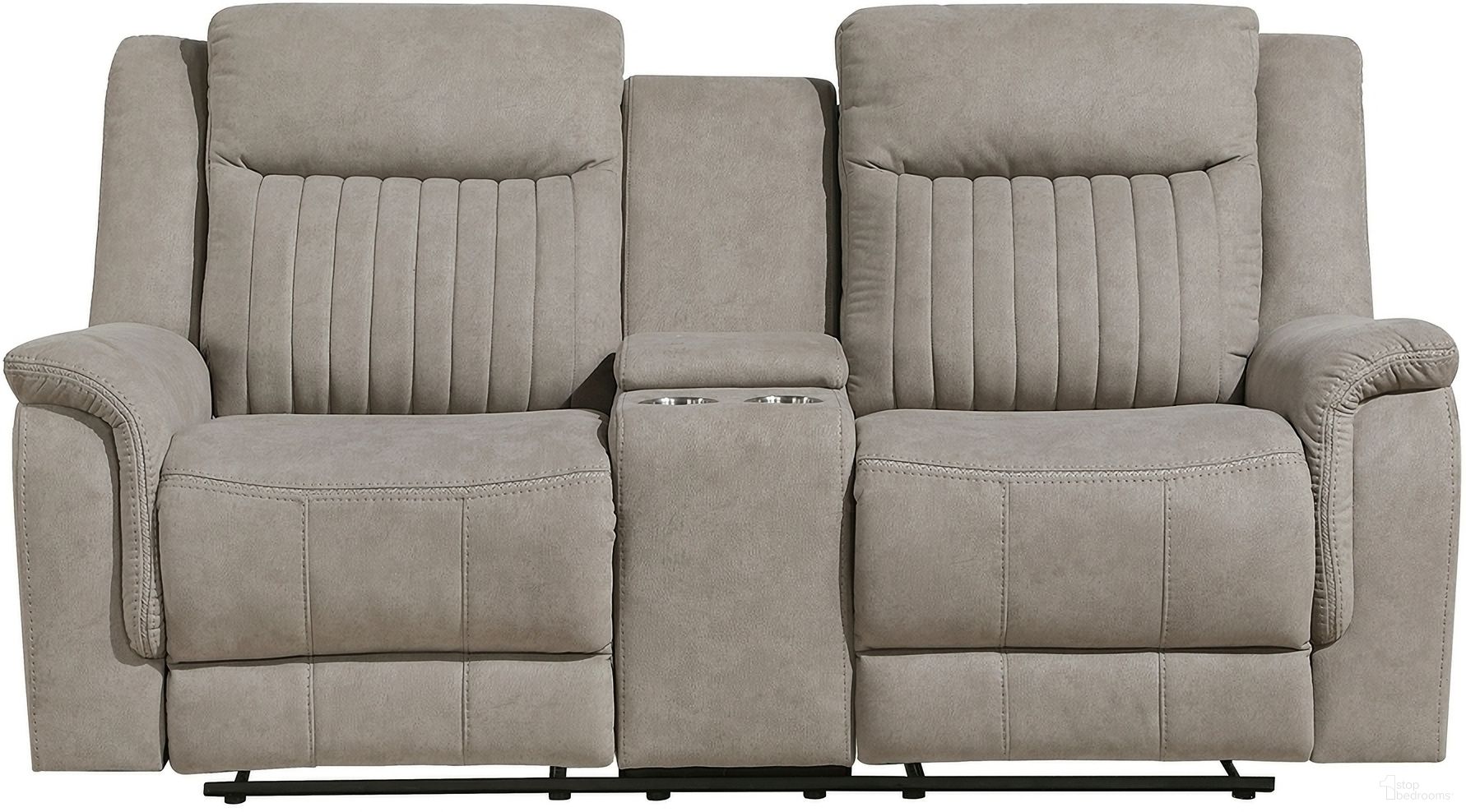 The appearance of Dean Double Reclining Loveseat with Center Console In Dove designed by Homelegance in the transitional interior design. This dove piece of furniture was selected by 1StopBedrooms from Dean Collection to add a touch of cosiness and style into your home. Sku: 9646DV-2. Material: Polyester.
