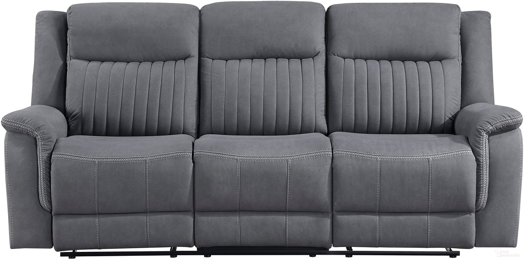The appearance of Dean Double Reclining Sofa In Gray designed by Homelegance in the modern / contemporary interior design. This gray piece of furniture was selected by 1StopBedrooms from Dean Collection to add a touch of cosiness and style into your home. Sku: 9646GY-3. Material: Microfiber.