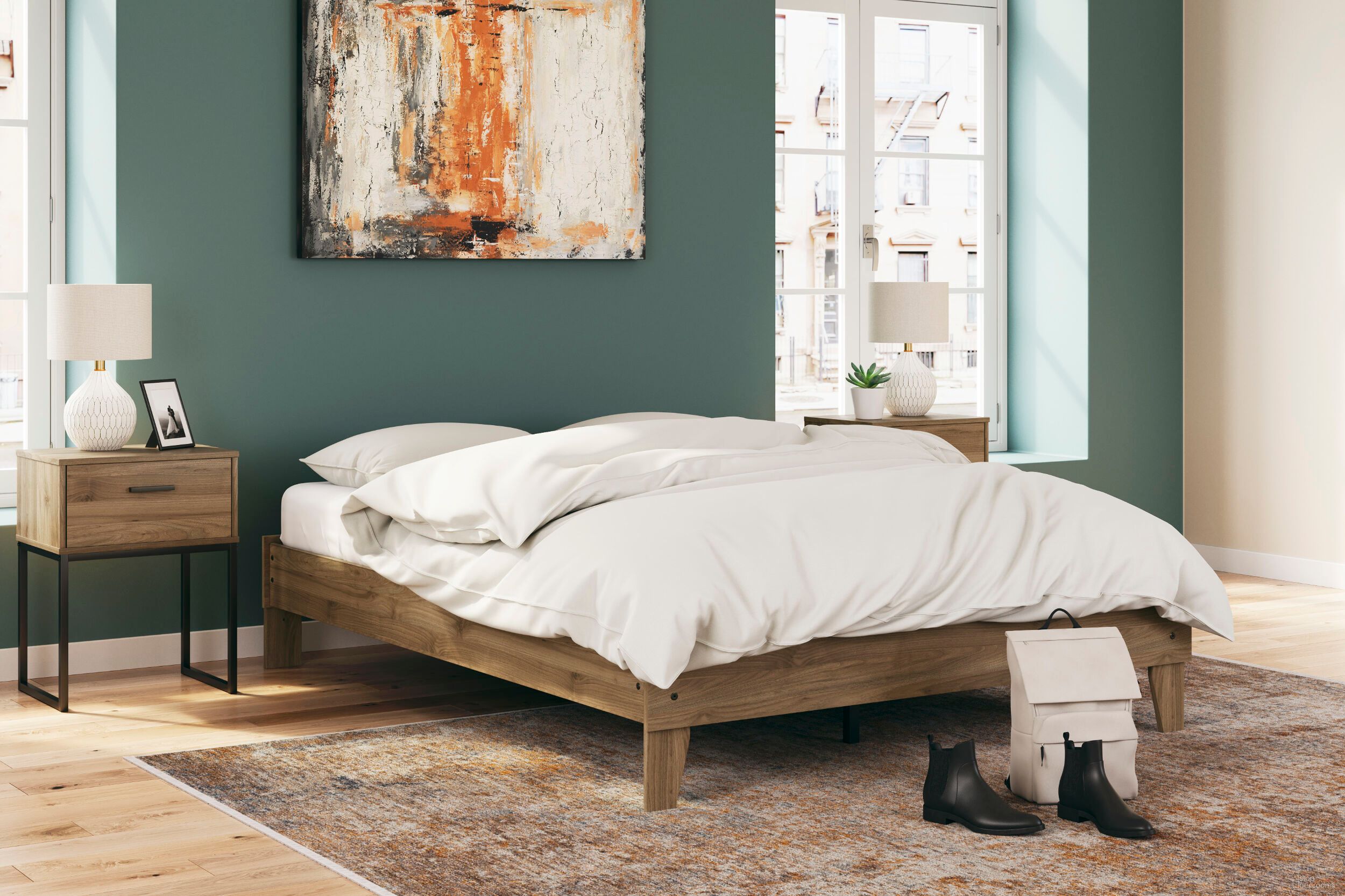 The appearance of Deanlow Platform Bedroom Set In Honey designed by Signature Design by Ashley in the transitional interior design. This honey piece of furniture was selected by 1StopBedrooms from Deanlow Collection to add a touch of cosiness and style into your home. Sku: EB1866-113;EB1866-291. Bed Type: Platform Bed. Material: Wood. Bed Size: Queen.