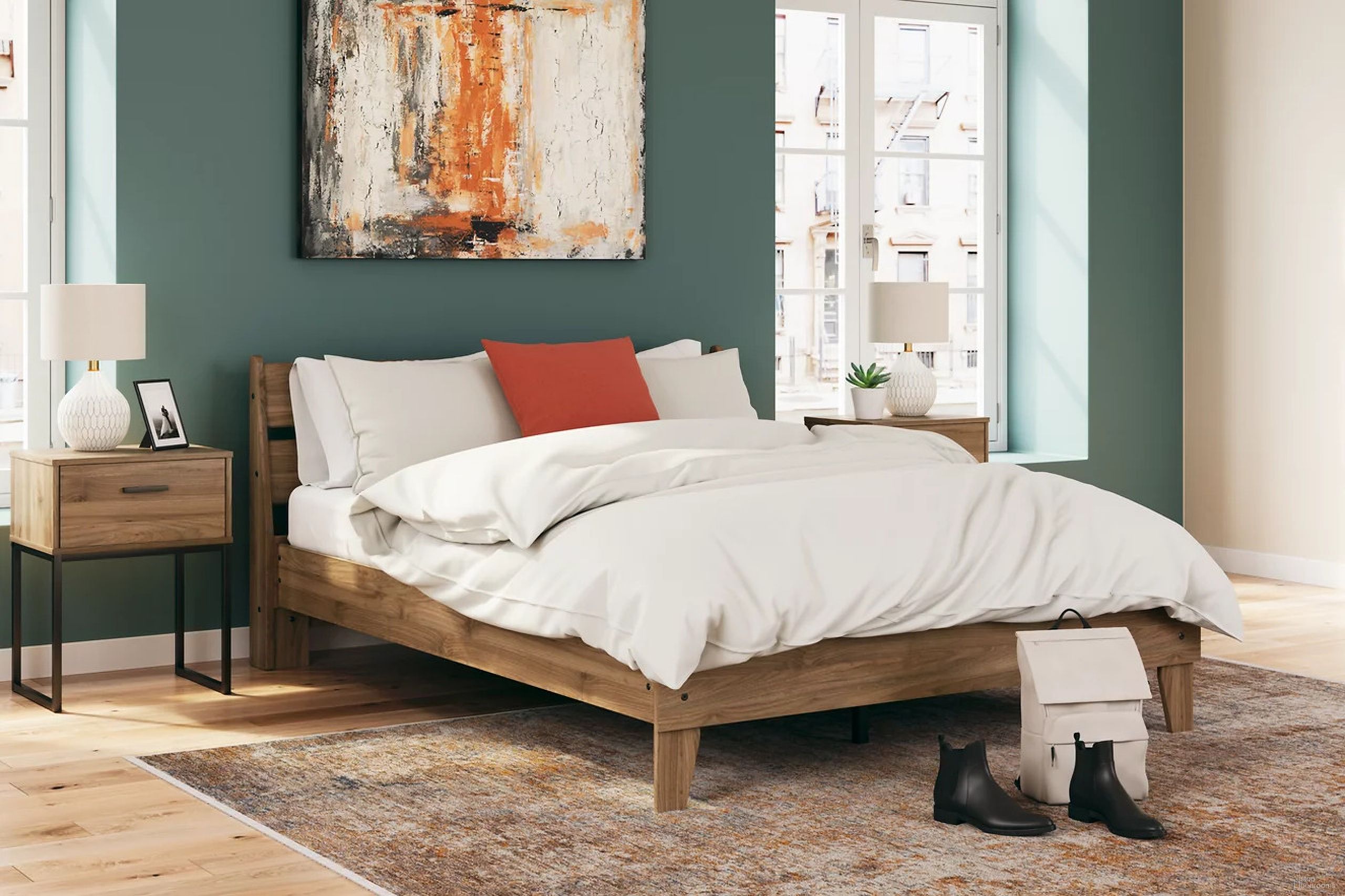 The appearance of Deanlow Platform Panel Bedroom Set In Honey designed by Signature Design by Ashley in the transitional interior design. This honey piece of furniture was selected by 1StopBedrooms from Deanlow Collection to add a touch of cosiness and style into your home. Sku: EB1866-113;EB1866-157;EB1866-291. Bed Type: Panel Bed. Material: Wood. Bed Size: Queen.