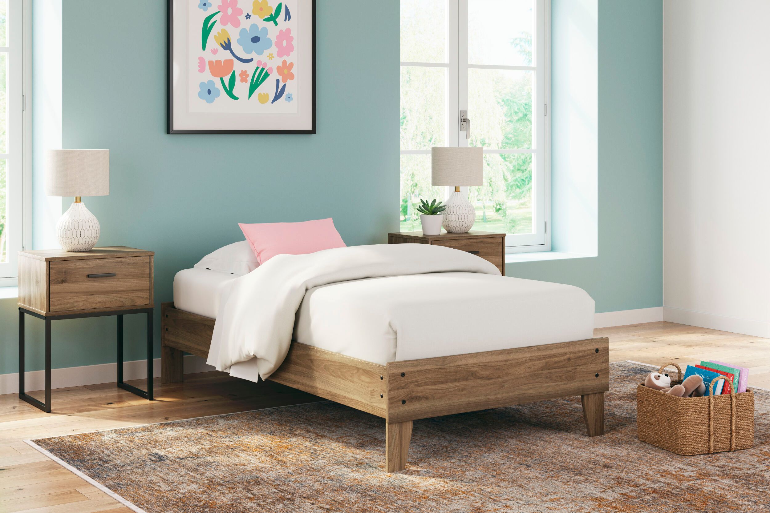 The appearance of Deanlow Youth Platform Bedroom Set In Honey designed by Signature Design by Ashley in the transitional interior design. This honey piece of furniture was selected by 1StopBedrooms from Deanlow Collection to add a touch of cosiness and style into your home. Sku: EB1866-111;EB1866-291. Bed Type: Platform Bed. Material: Wood. Bed Size: Twin.